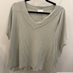 Pink Lily Light Sage V-Neck Knit Top